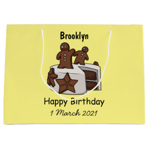 Gingerbread cake cartoon illustration large gift bag