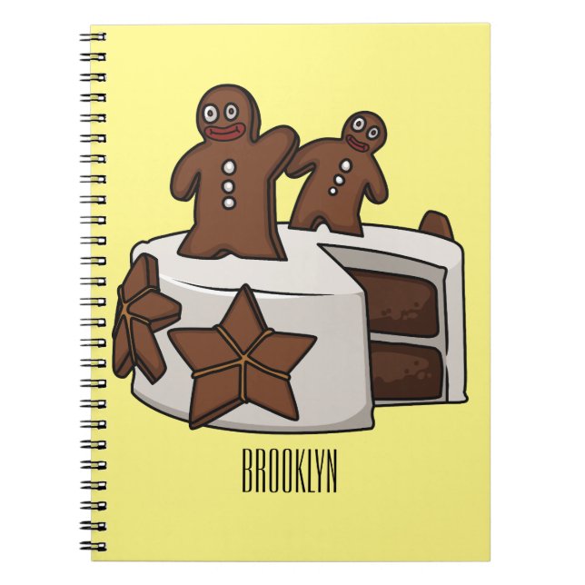 Gingerbread cake cartoon illustration notebook (Front)