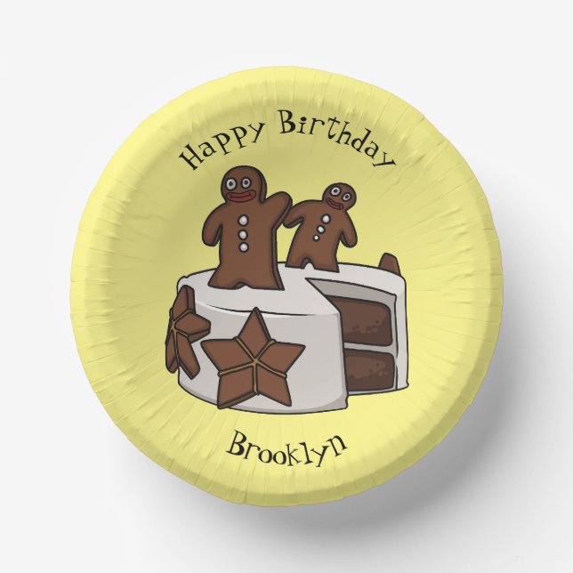 Gingerbread cake cartoon illustration paper plate (Front)