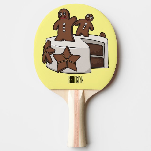 Gingerbread cake cartoon illustration ping pong paddle (Front)