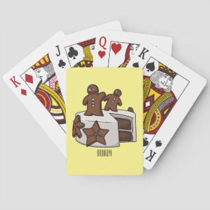 Gingerbread cake cartoon illustration playing cards