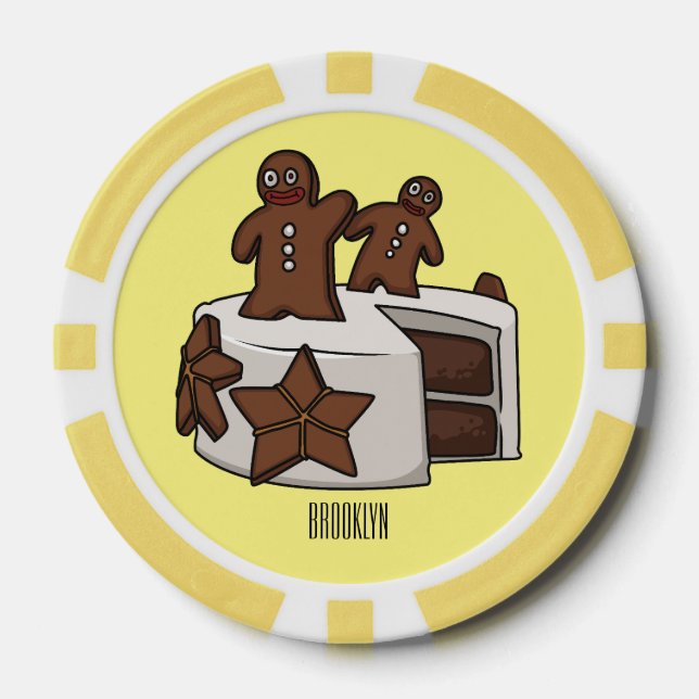 Gingerbread cake cartoon illustration poker chips (Front)