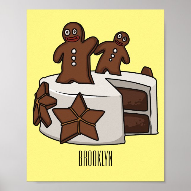 Gingerbread cake cartoon illustration poster (Front)