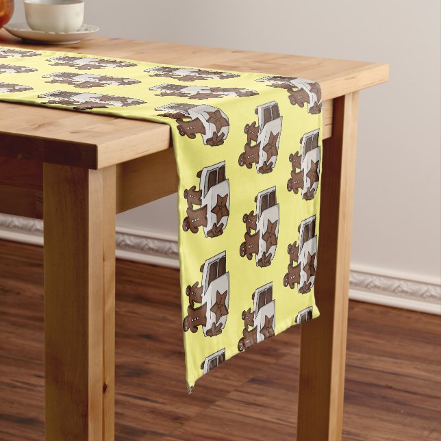 Gingerbread cake cartoon illustration short table runner (In Situ)