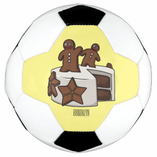 Gingerbread cake cartoon illustration soccer ball