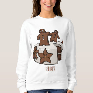 Gingerbread cake cartoon illustration sweatshirt