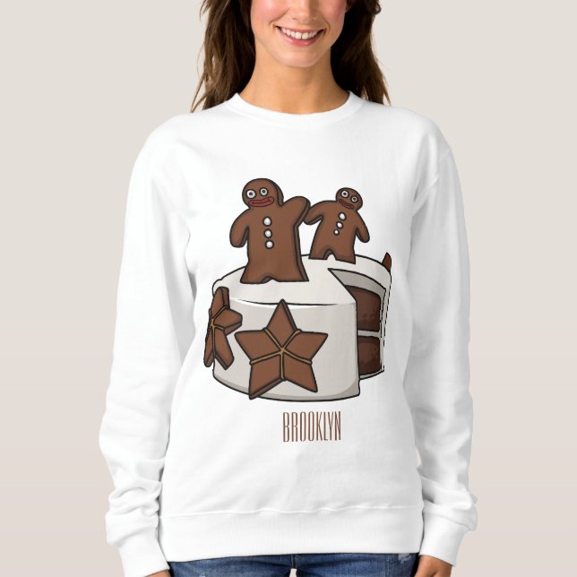 Gingerbread cake cartoon illustration sweatshirt (Front)