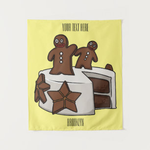 Gingerbread cake cartoon illustration tapestry