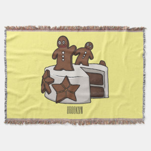 Gingerbread cake cartoon illustration throw blanket