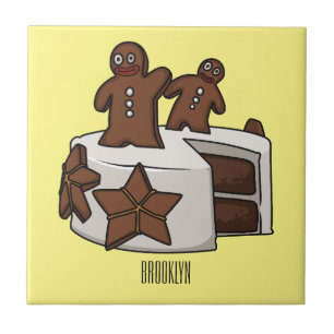 Gingerbread cake cartoon illustration tile