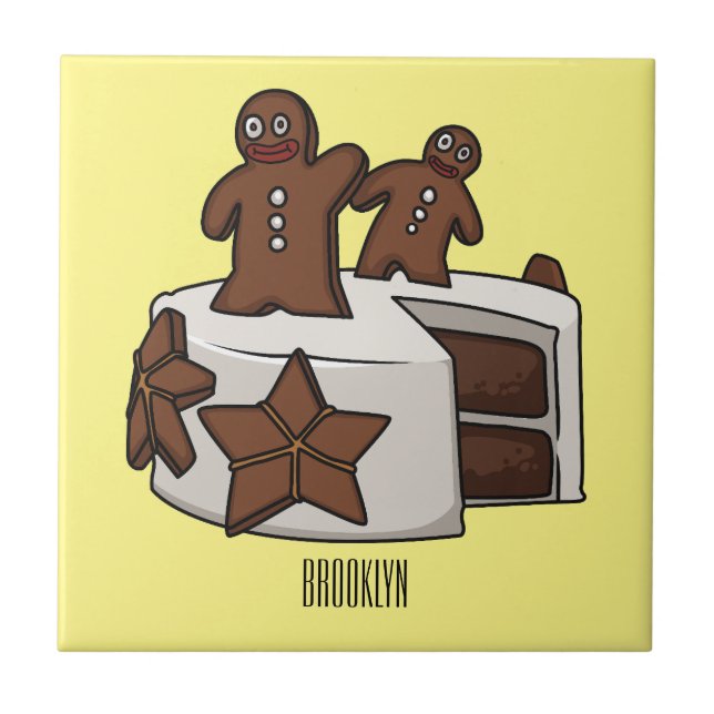 Gingerbread cake cartoon illustration tile (Front)