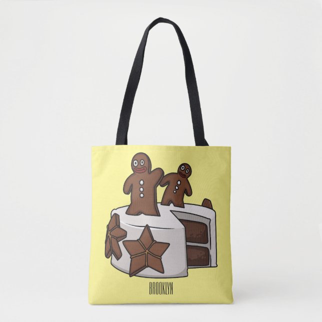 Gingerbread cake cartoon illustration tote bag (Front)