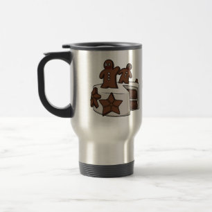 Gingerbread cake cartoon illustration travel mug