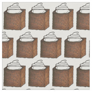 Gingerbread Cake Slice Whipped Cream Dessert Fabric