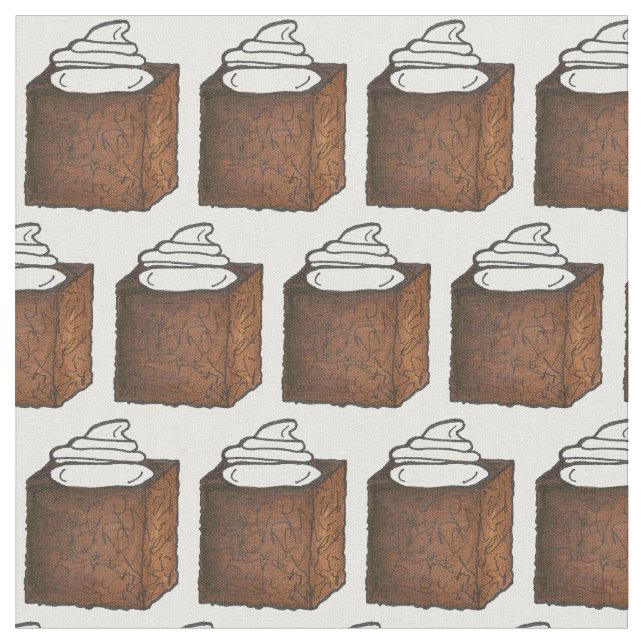 Gingerbread Cake Slice Whipped Cream Dessert Fabric (Close Up)