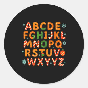 Gingerbread Candy Cane Alphabet Christmas Letters  Classic Round Sticker
