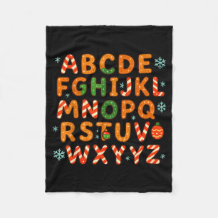 Gingerbread Candy Cane Alphabet Christmas Letters  Fleece Blanket