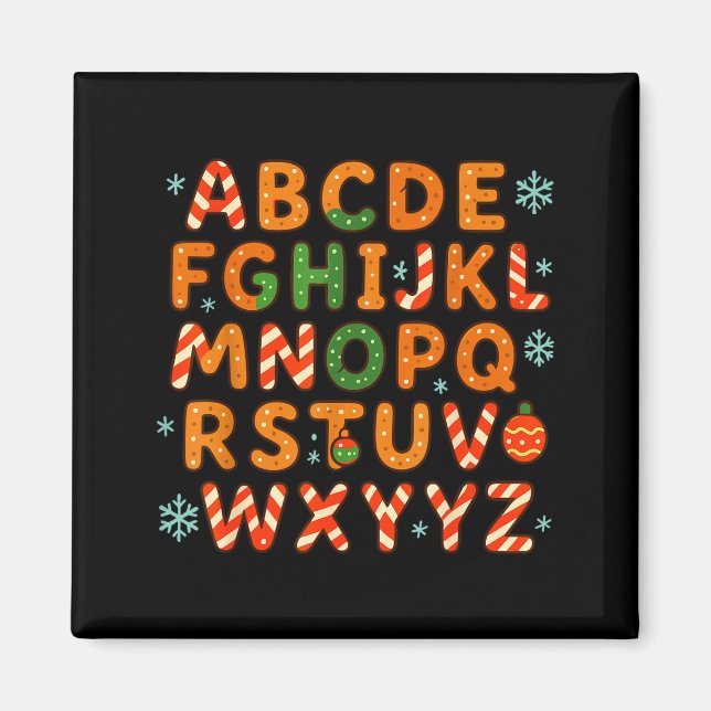 Gingerbread Candy Cane Alphabet Christmas Letters  Magnet (Front)
