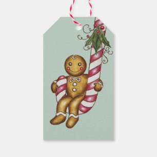Gingerbread Candy Cane Gift Tag
