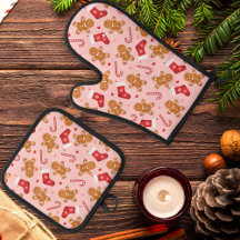Gingerbread Candy Cane Stockings Christmas Pink