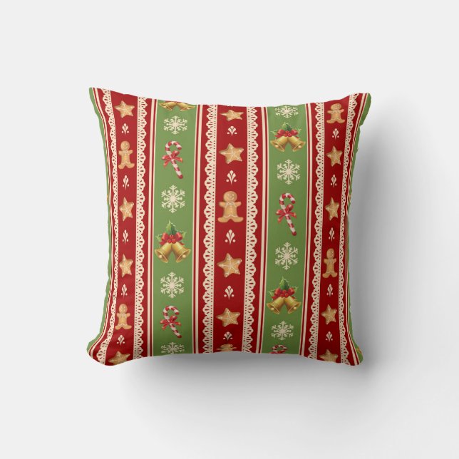 Gingerbread, Candy Canes & Holiday Cheer Cushion (Front)