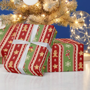 Gingerbread, Candy Canes & Snowflakes Wrapping Paper