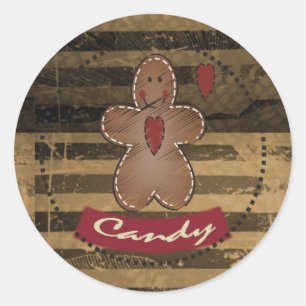 Gingerbread Candy Classic Round Sticker