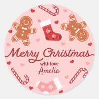 Gingerbread Candycane Stockings Pink Christmas
