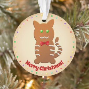 Gingerbread Cat And A Gingerbread Heart Ornament