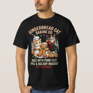 Gingerbread Cat Baking Co Purrfect Spice Christmas T-Shirt