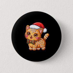 Gingerbread Cat Christmas Cat Lover Xmas  6 Cm Round Badge