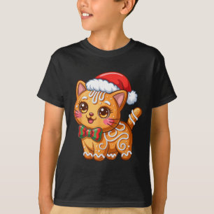 Gingerbread Cat Christmas Cat Lover Xmas T-Shirt