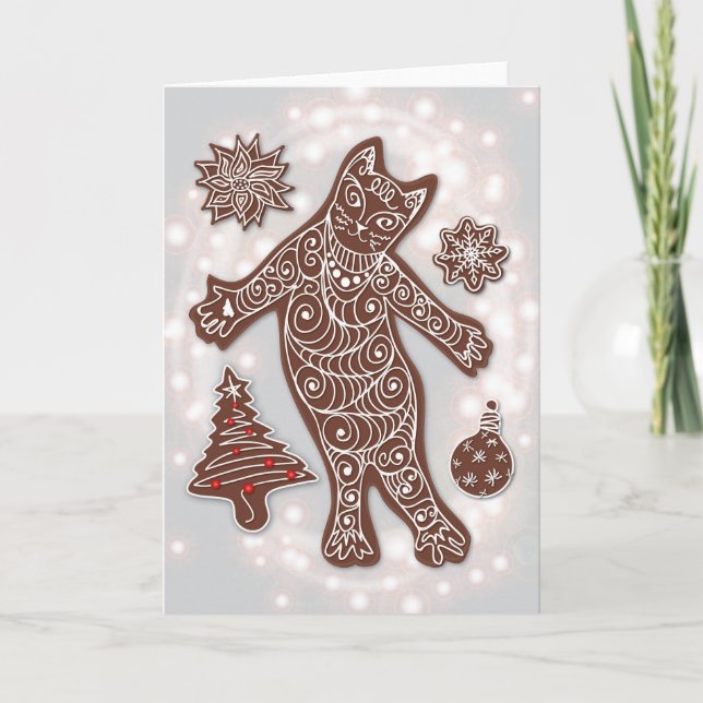 Gingerbread Cat & Christmas Cookies Card (Front)