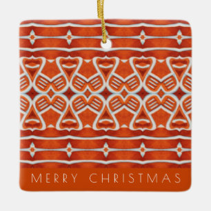 GINGERBREAD Ceramic Square Ornament + Text