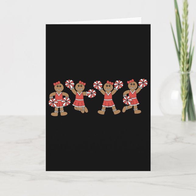 Gingerbread Cheerleader Team Cheerleading Christma Card (Front)