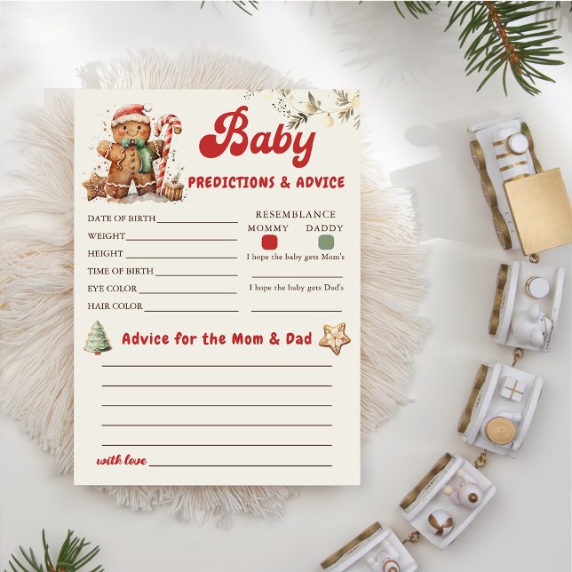 Gingerbread Christmas Baby Predictions Advice Game Invitation (Creator Uploaded)