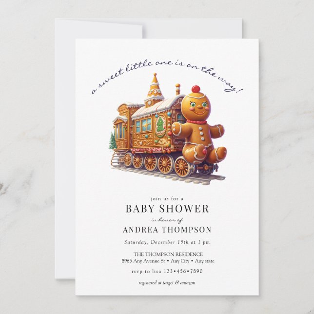 Gingerbread | Christmas Baby Shower  Invitation (Front)
