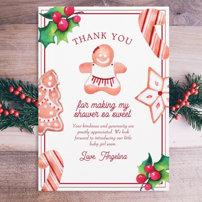 Gingerbread Christmas Baby Shower Thank You Card (Creator Uploaded)