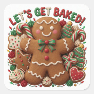 Gingerbread Christmas Bakery Holiday Sweetness Square Sticker