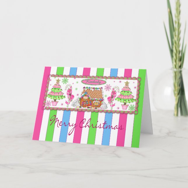 Gingerbread Christmas Card - Child - Personalise (Front)