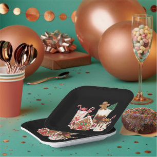 Gingerbread Christmas Coffee Lover Gift Xmas  Paper Plate