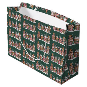 Gingerbread Christmas Coffee Lover Latte Drink Large Gift Bag