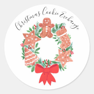 Gingerbread Christmas Cookie Exchange Classic Round Sticker