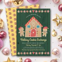 Gingerbread Christmas Cookie Exchange Green Rustic