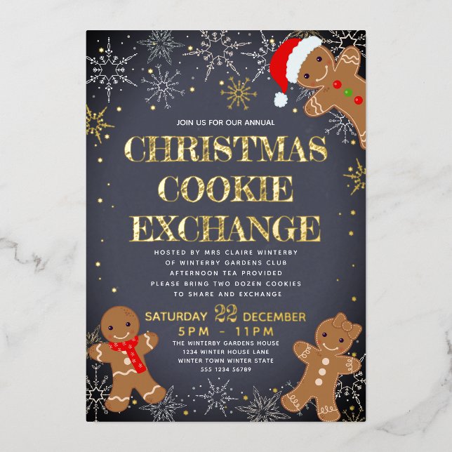 Gingerbread Christmas Cookie Exchange Invitation (Front)