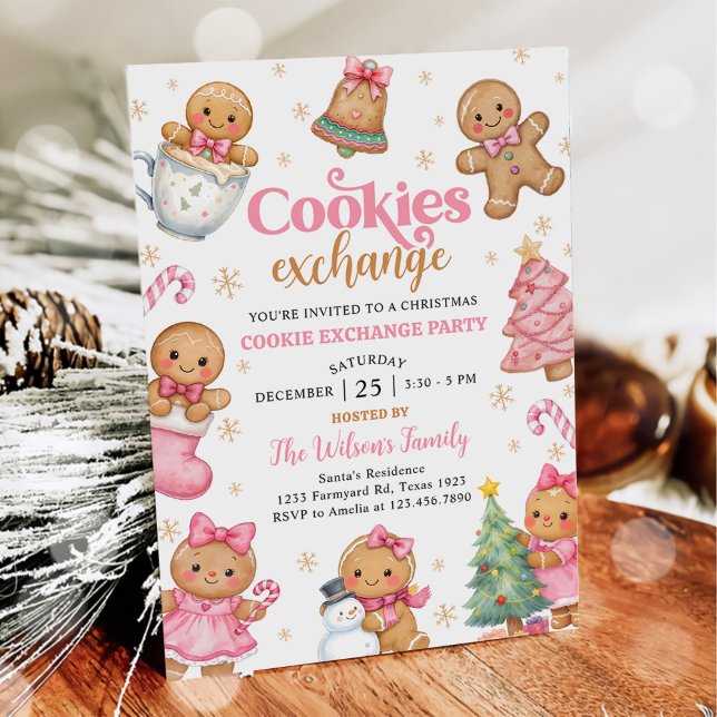 Gingerbread Christmas Cookie Exchange Party Invitation (Creator Uploaded)