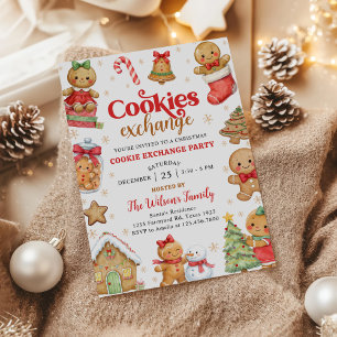 Gingerbread Christmas Cookie Exchange Party Invitation