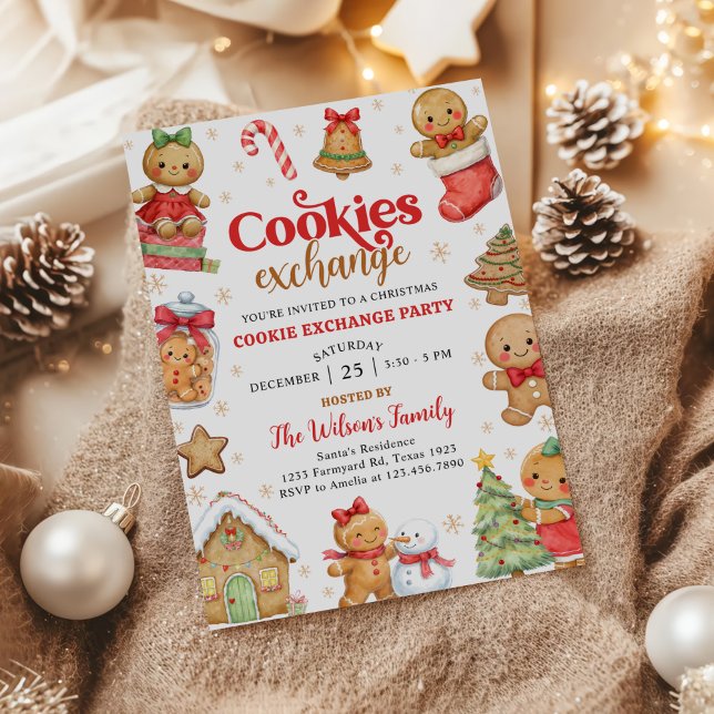 Gingerbread Christmas Cookie Exchange Party Invitation (Creator Uploaded)