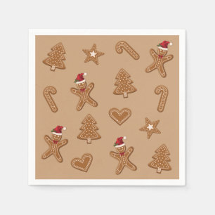 Gingerbread Christmas Cookie Shapes On Brown Napkin