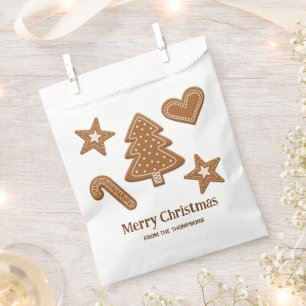 Gingerbread Christmas Cookie Shapes & Text Favour Bags